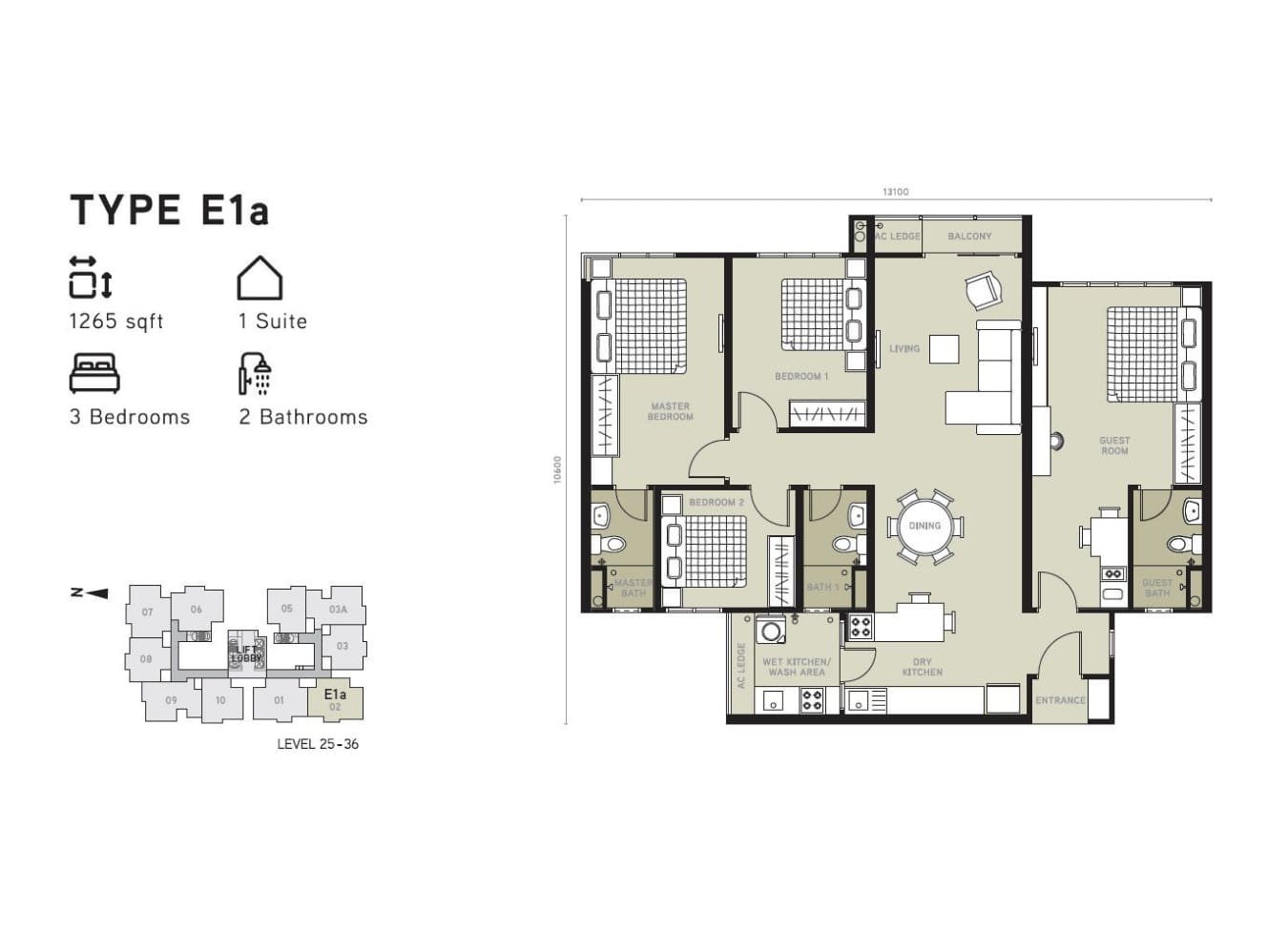 Berlian 2 Type F floor plan in Setapak, Kuala Lumpur