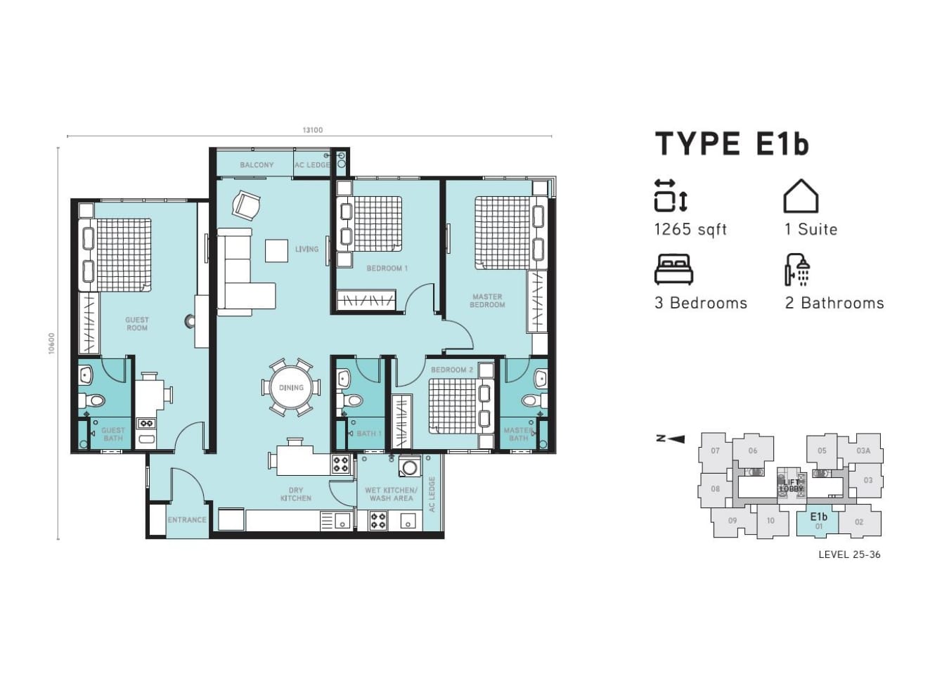 Berlian 2 Type G floor plan in Setapak, Kuala Lumpur