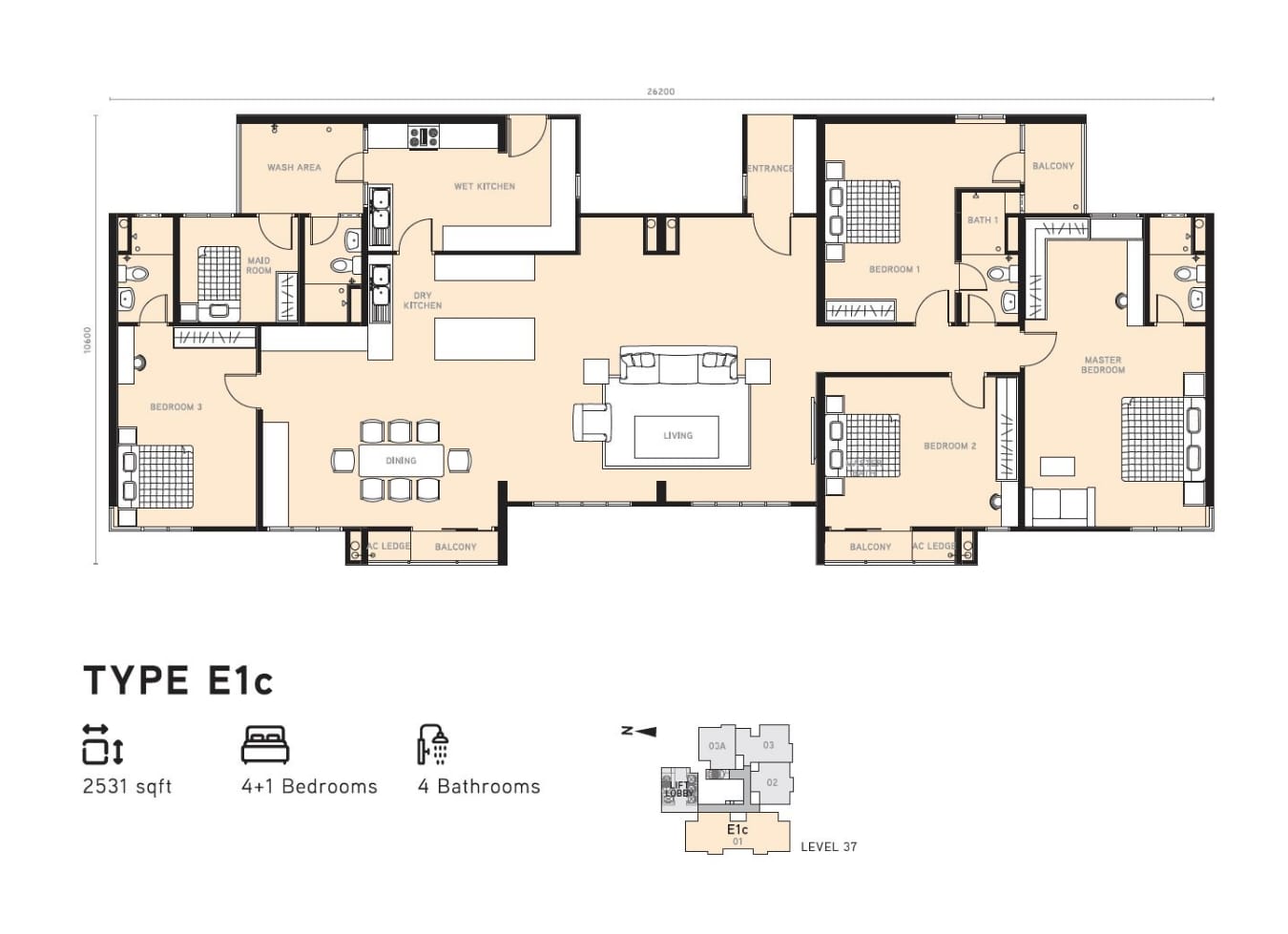 Berlian 2 Type H floor plan in Setapak, Kuala Lumpur